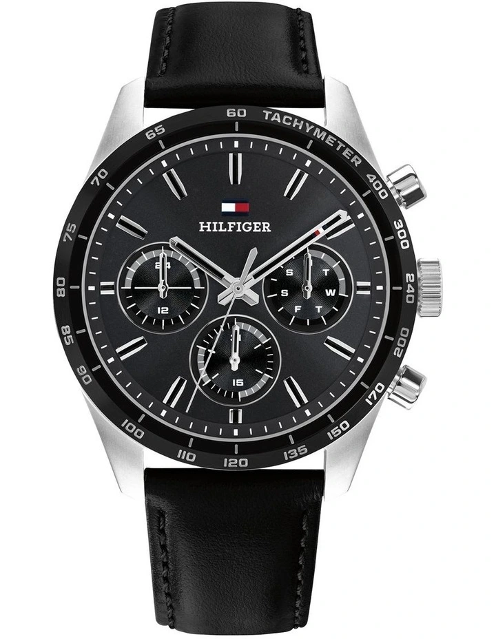 Hampton Black Leather Black Dial Men's Watch image 1