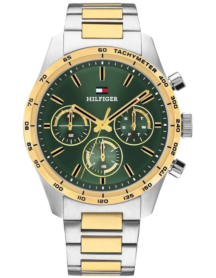Hampton Stainless Steel & IP Thin Gold Steel Green Dial Men's Watch image 1