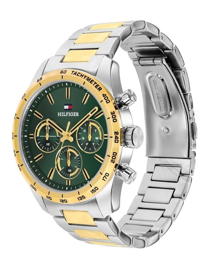 Hampton Stainless Steel & IP Thin Gold Steel Green Dial Men's Watch image 2