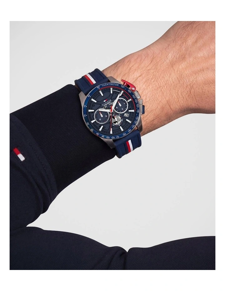 Bank Navy Silicone Navy Dial Men's Watch image 4