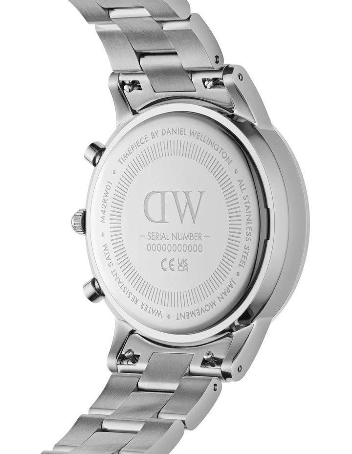 Iconic 42mm Onyx Steel Chronograph Watch in Silver image 5