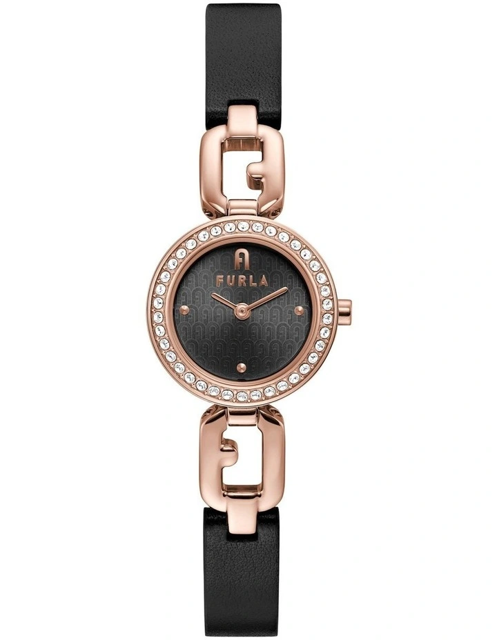 Arco Chain Leather Watch in Black image 1