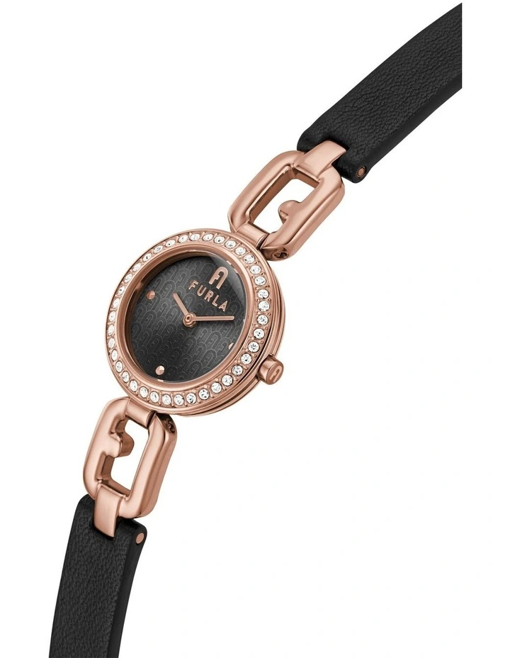 Arco Chain Leather Watch in Black image 4