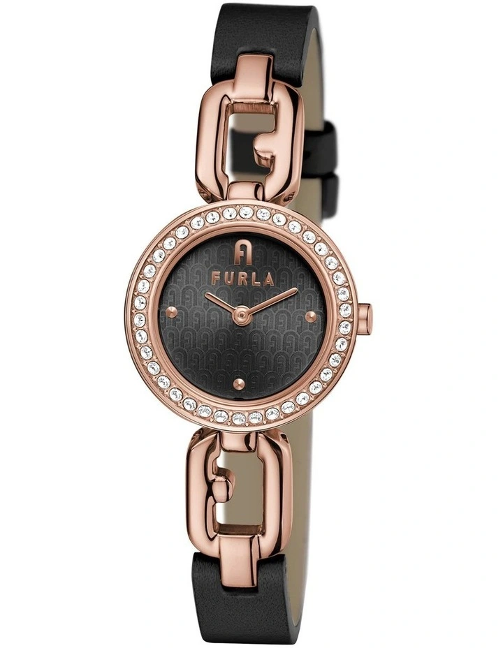 Arco Chain Leather Watch in Black image 5