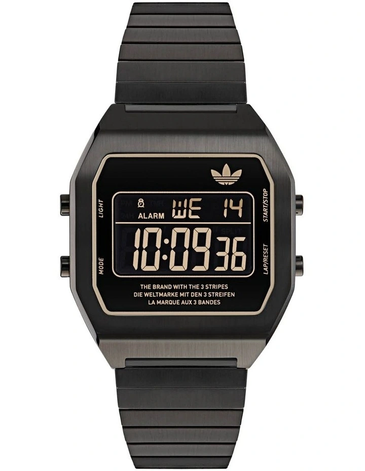 Digital Two Stainless Steel Watch in Black image 1