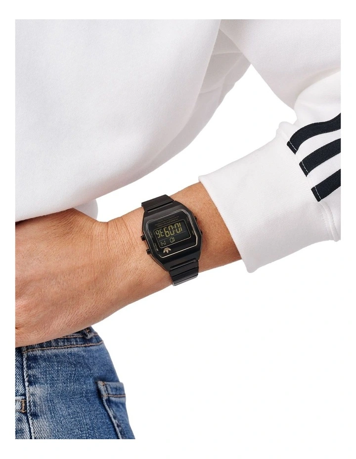 Digital Two Stainless Steel Watch in Black image 2