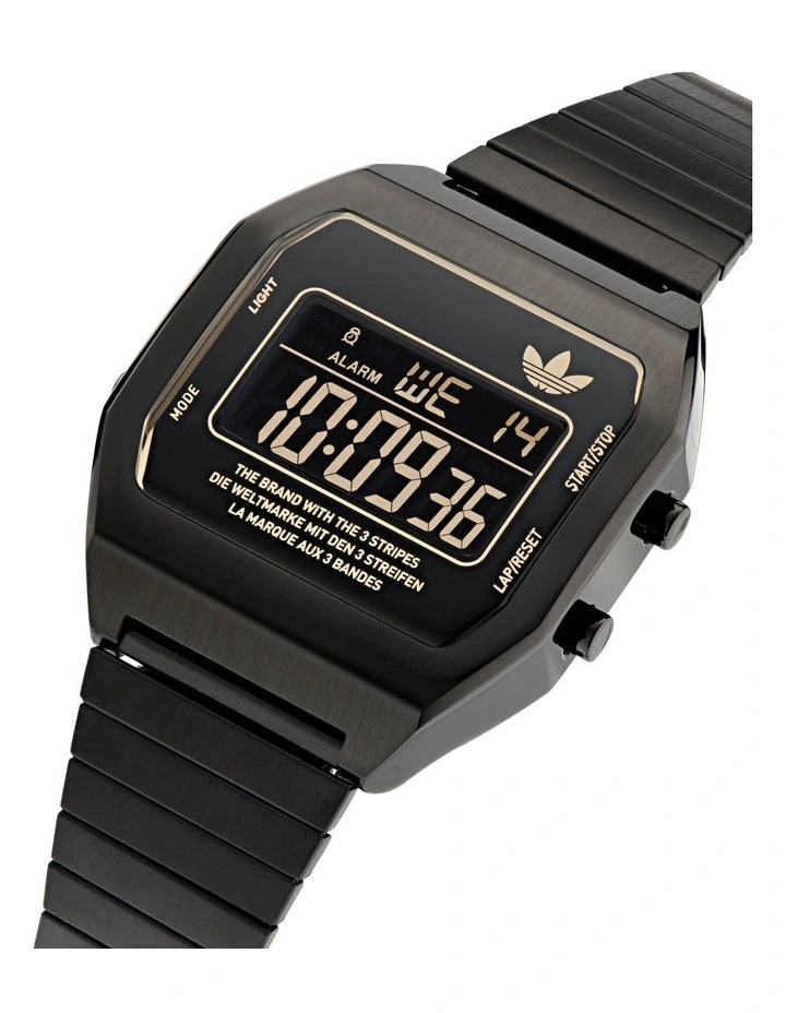 Digital Two Stainless Steel Watch in Black image 5