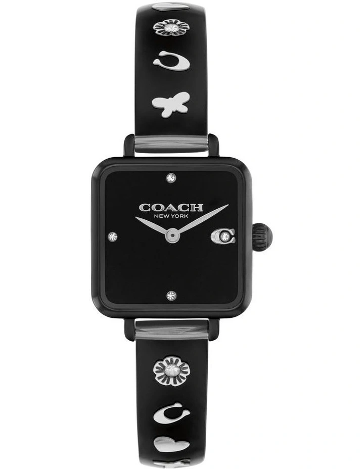 Cass Ionic Plated Thin Dial Watch in Black image 1