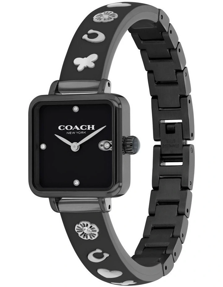 Cass Ionic Plated Thin Dial Watch in Black image 2