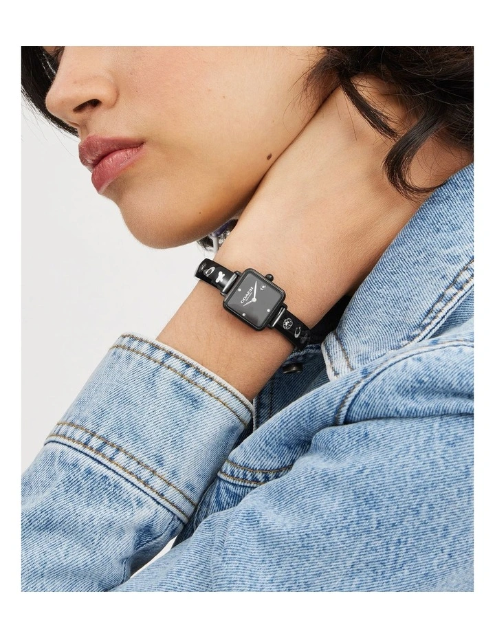 Cass Ionic Plated Thin Dial Watch in Black image 4