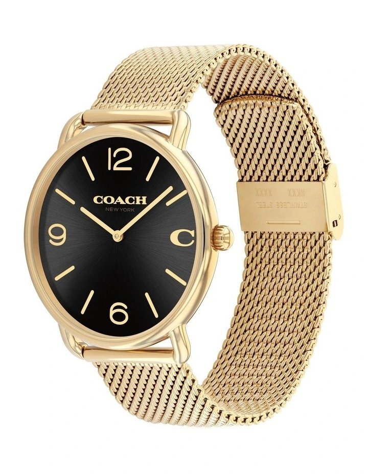 Elliot Ionic Plated Thin Steel Dial Watch in Black image 2
