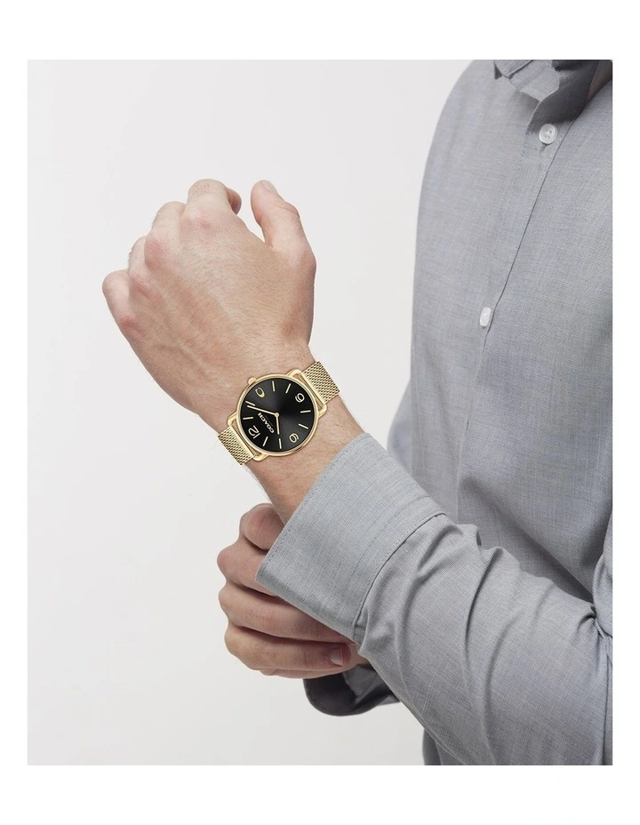 Elliot Ionic Plated Thin Steel Dial Watch in Black image 4