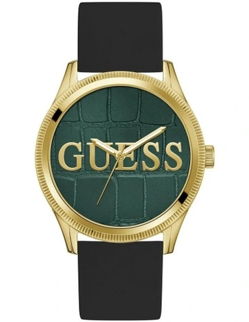 Analog Watch in Black Gold Tone