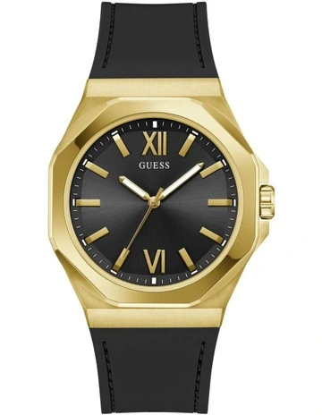 Analog Watch in Black Gold Tone