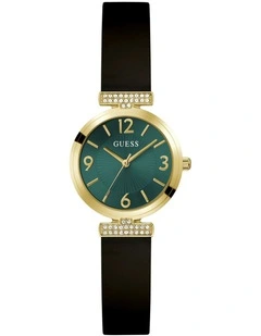 Ladies Analog Watch in Black Gold Tone