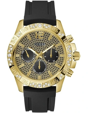 Multi-Function Watch in Black Gold Tone