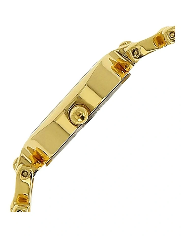 Raga White Dial Watch With Metal Strap in Gold image 3