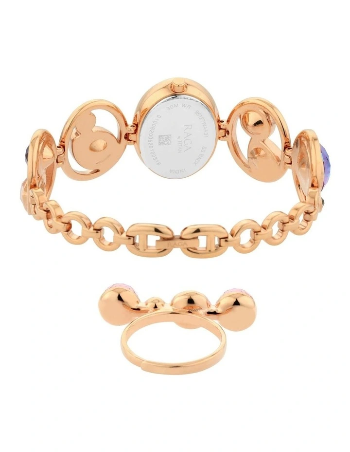 Raga Moments of Joy Dial Analogue Metal Strap Watch in Rose Gold image 3