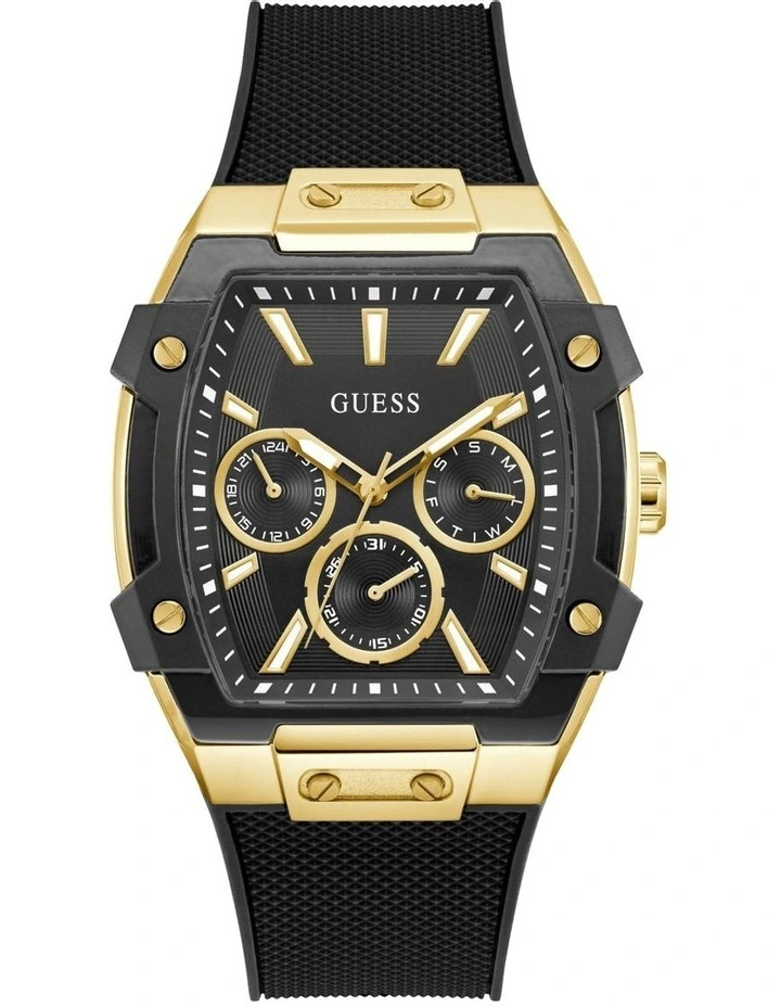 Mens Black Gold Tone Multi-function Watch image 1