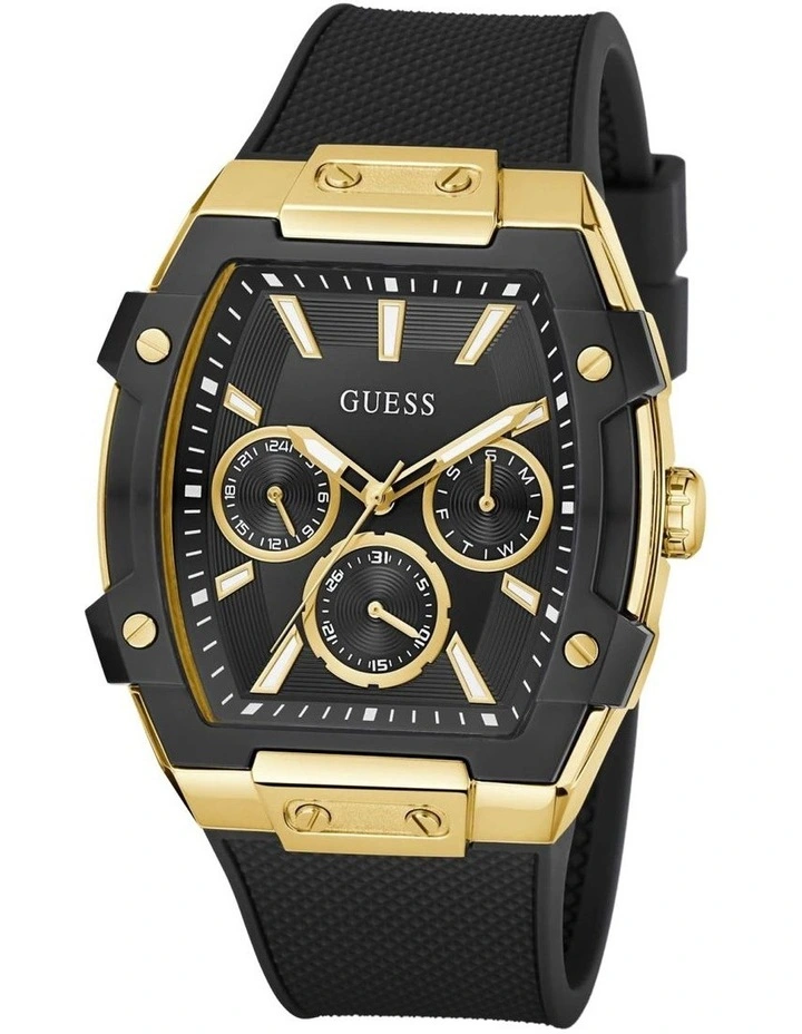 Mens Black Gold Tone Multi-function Watch image 4