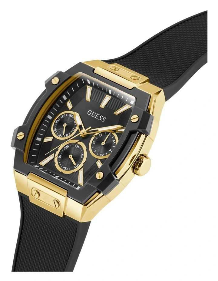 Mens Black Gold Tone Multi-function Watch image 5