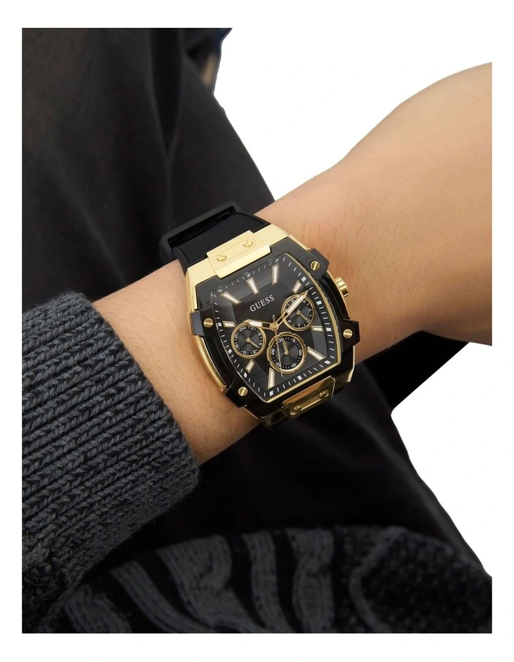Mens Black Gold Tone Multi-function Watch image 7