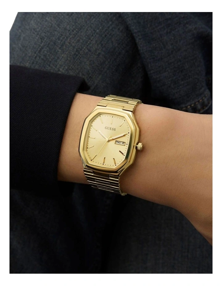Mens Gold Tone Date Watch image 7