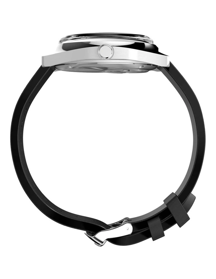 1975 Enigma Leather Strap Watch 37mm in Black image 3