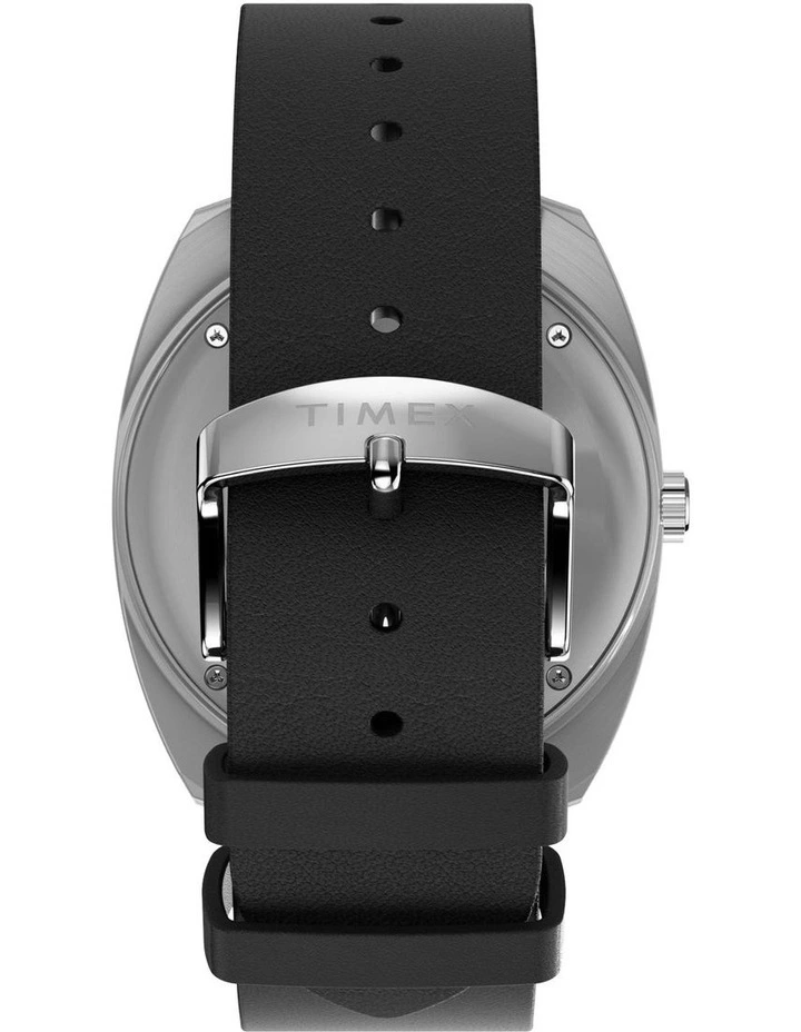 1975 Enigma Leather Strap Watch 37mm in Black image 4
