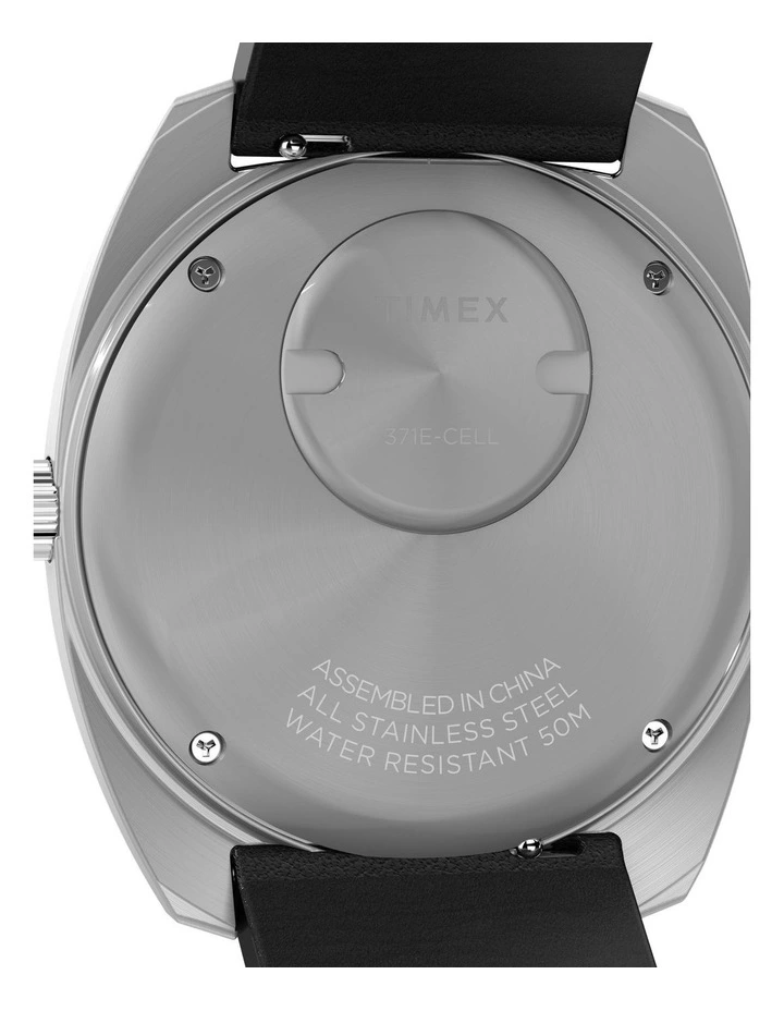 1975 Enigma Leather Strap Watch 37mm in Black image 5