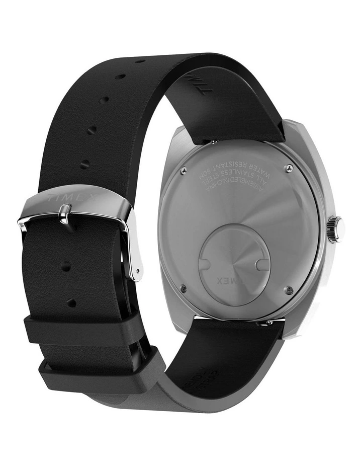 1975 Enigma Leather Strap Watch 37mm in Black image 6