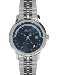 Marlin Quartz GMT Stainless Steel Bracelet Watch 40mm in Silver