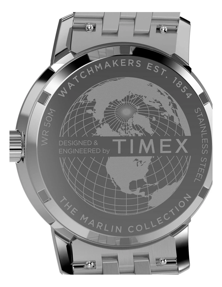 Marlin Quartz GMT Stainless Steel Bracelet Watch 40mm in Silver image 4