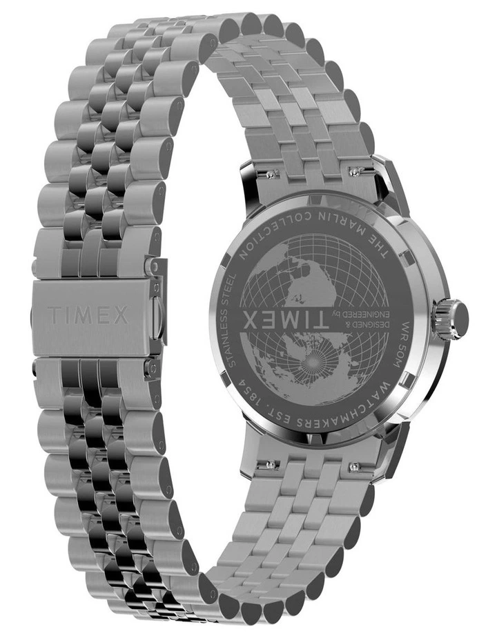 Marlin Quartz GMT Stainless Steel Bracelet Watch 40mm in Silver image 5
