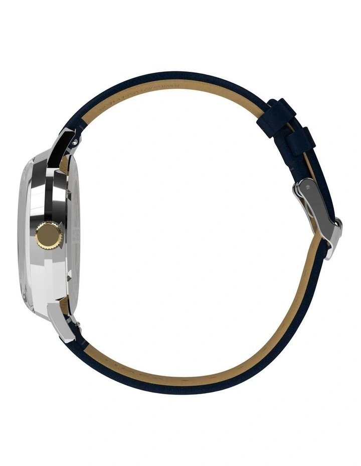 Marlin Quartz GMT Leather Strap Watch 40mm in Blue image 2