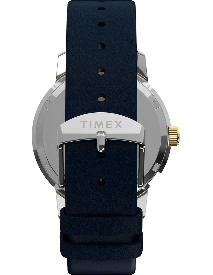 Marlin Quartz GMT Leather Strap Watch 40mm in Blue image 3
