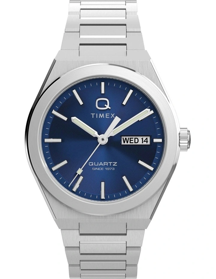 Q Continental Day And Date Stainless Steel Bracelet Watch 39mm in Silver image 1