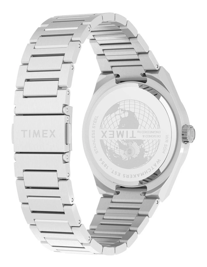 Q Continental Day And Date Stainless Steel Bracelet Watch 39mm in Silver image 5