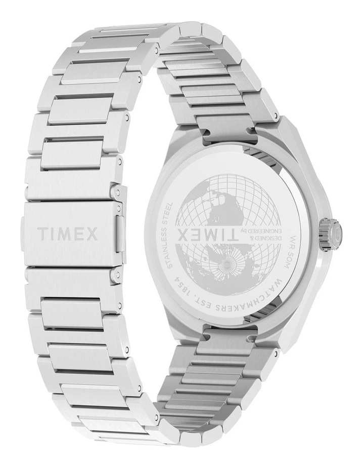 Q Continental Day And Date Stainless Steel Bracelet Watch 39mm in Silver image 6