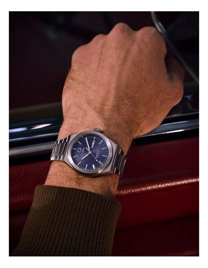 Q Continental Day And Date Stainless Steel Bracelet Watch 39mm in Silver image 7