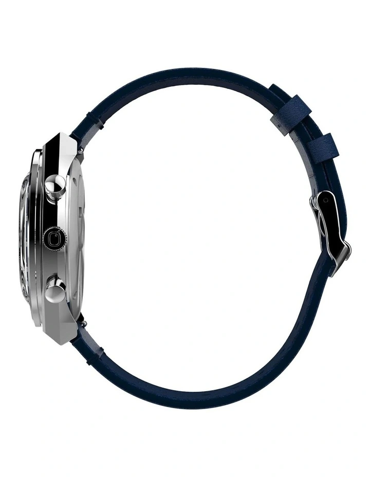 Q Chronograph Leather Strap Watch 40mm in Blue image 2
