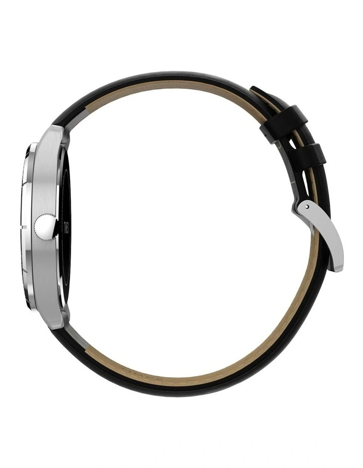 Main Street Leather Strap Watch 42mm in Black image 2