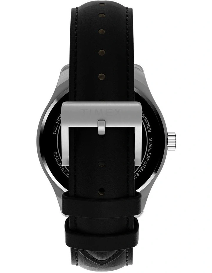 Main Street Leather Strap Watch 42mm in Black image 3