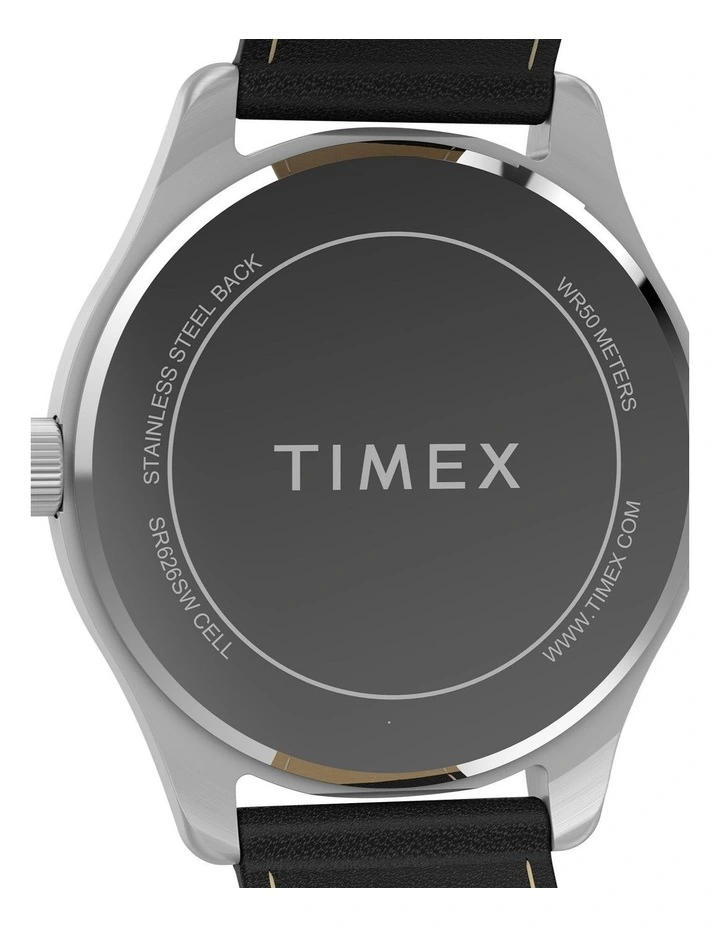 Main Street Leather Strap Watch 42mm in Black image 4