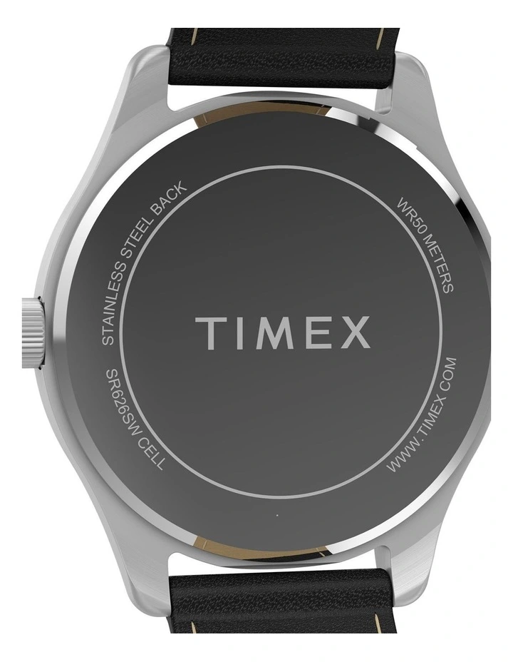 Main Street Leather Strap Watch 42mm in Black image 4