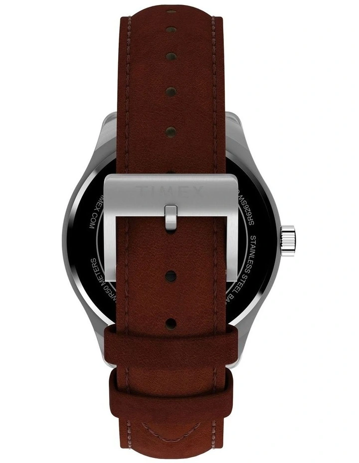 Main Street Leather Strap Watch 42mm in Brown image 3