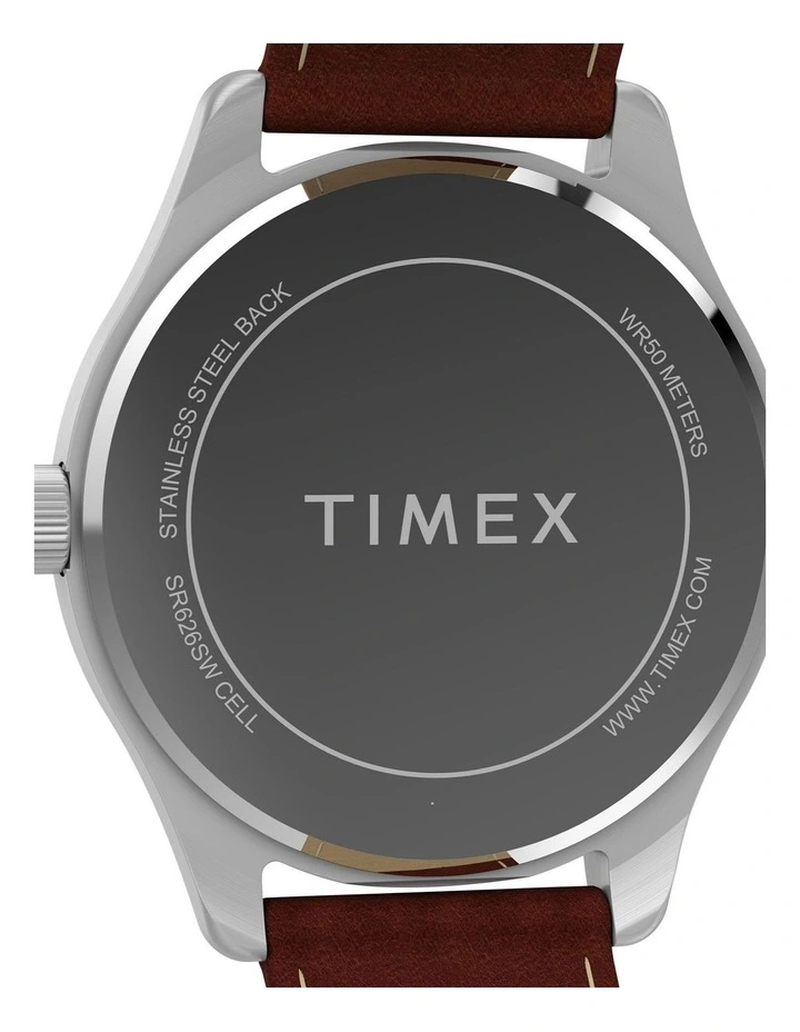 Main Street Leather Strap Watch 42mm in Brown image 4