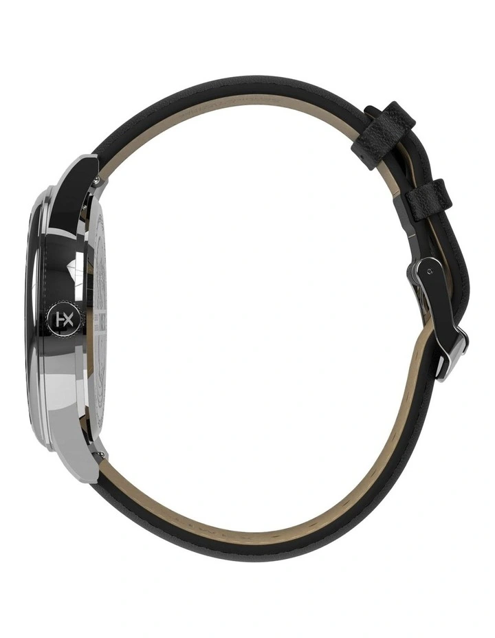 Chicago Leather Strap Watch 45mm in Black image 2