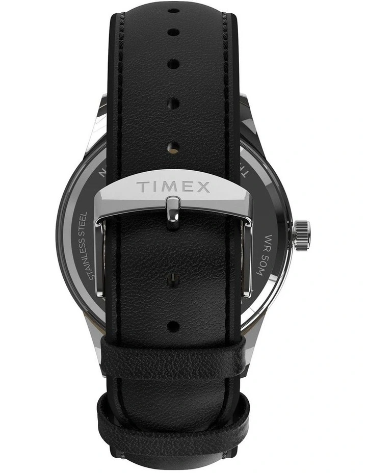 Chicago Leather Strap Watch 45mm in Black image 3
