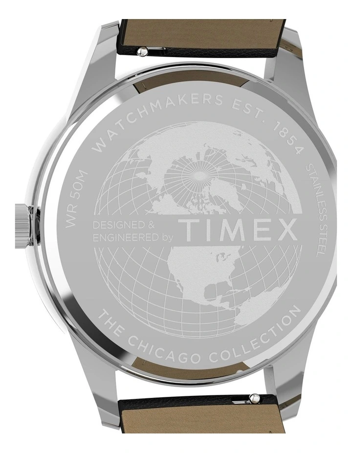 Chicago Leather Strap Watch 45mm in Black image 4